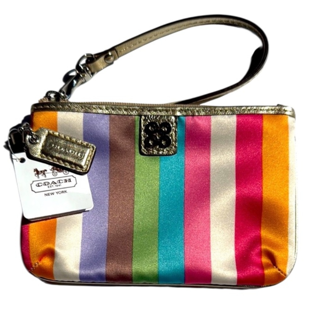 NWT Coach Multicolor Striped Legacy Wristlet